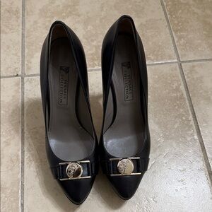 Versace Collection Black Heels with Gold Accent